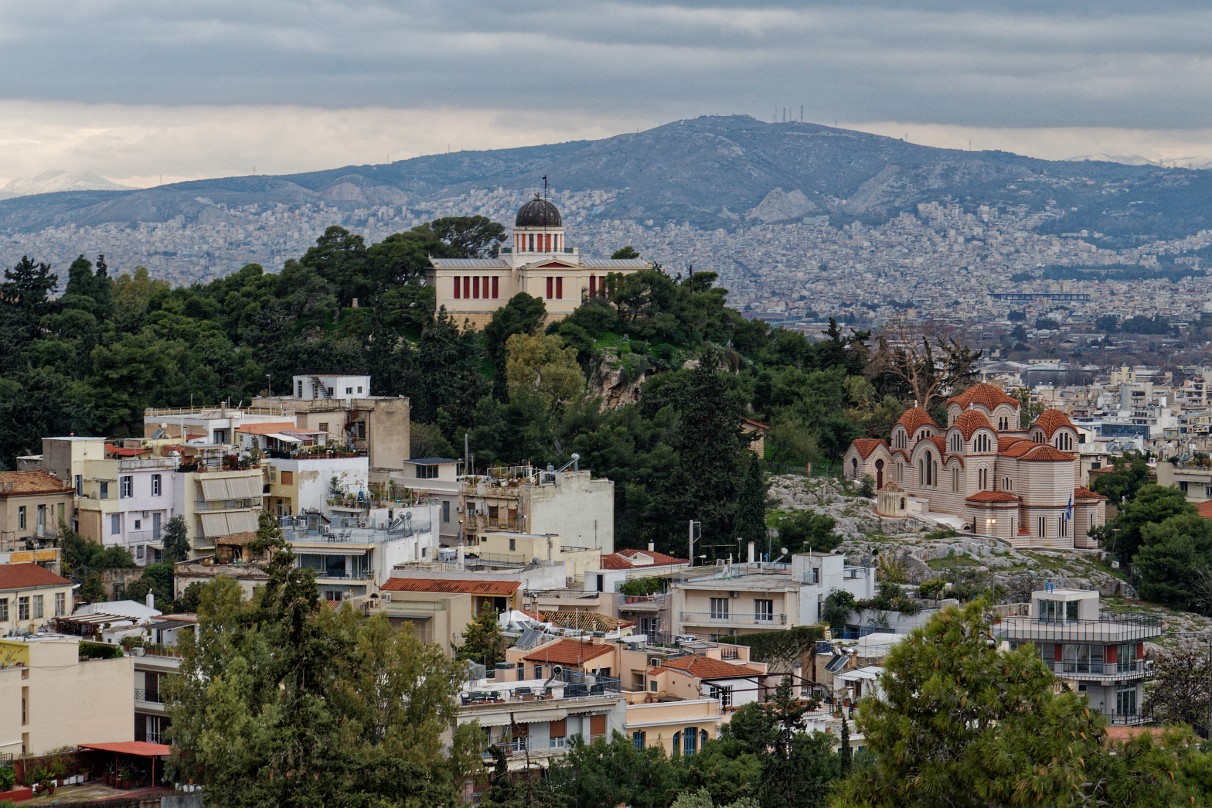 Blick auf das Observatorium von Athen